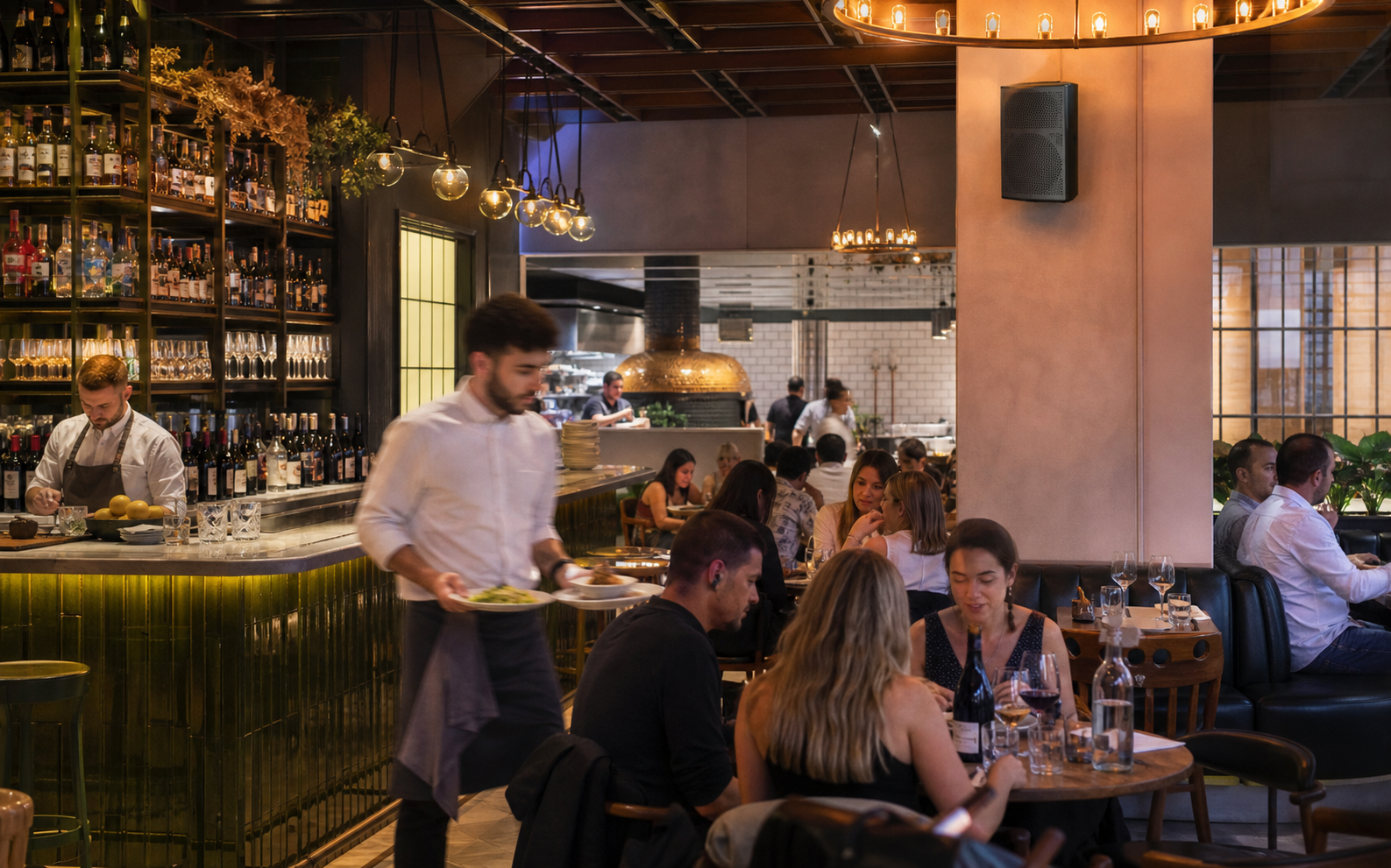 ristorante o bar reale durante il servizio con clienti presenti