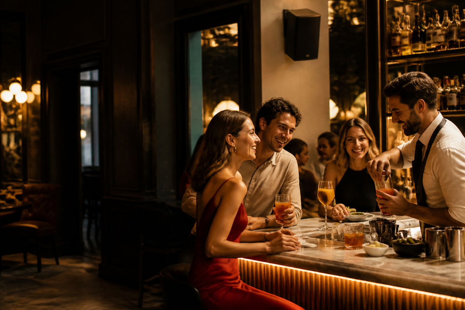 ristorante o bar reale durante il servizio con clienti presenti
